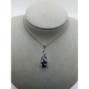 Celtic Knot 925 Sterling Silver Necklace Simulated Tanzanite CZ Pendant 18–20"